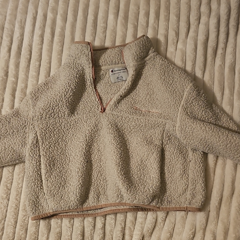 Champion Beige Sherpa Quarter-Zip Pullover